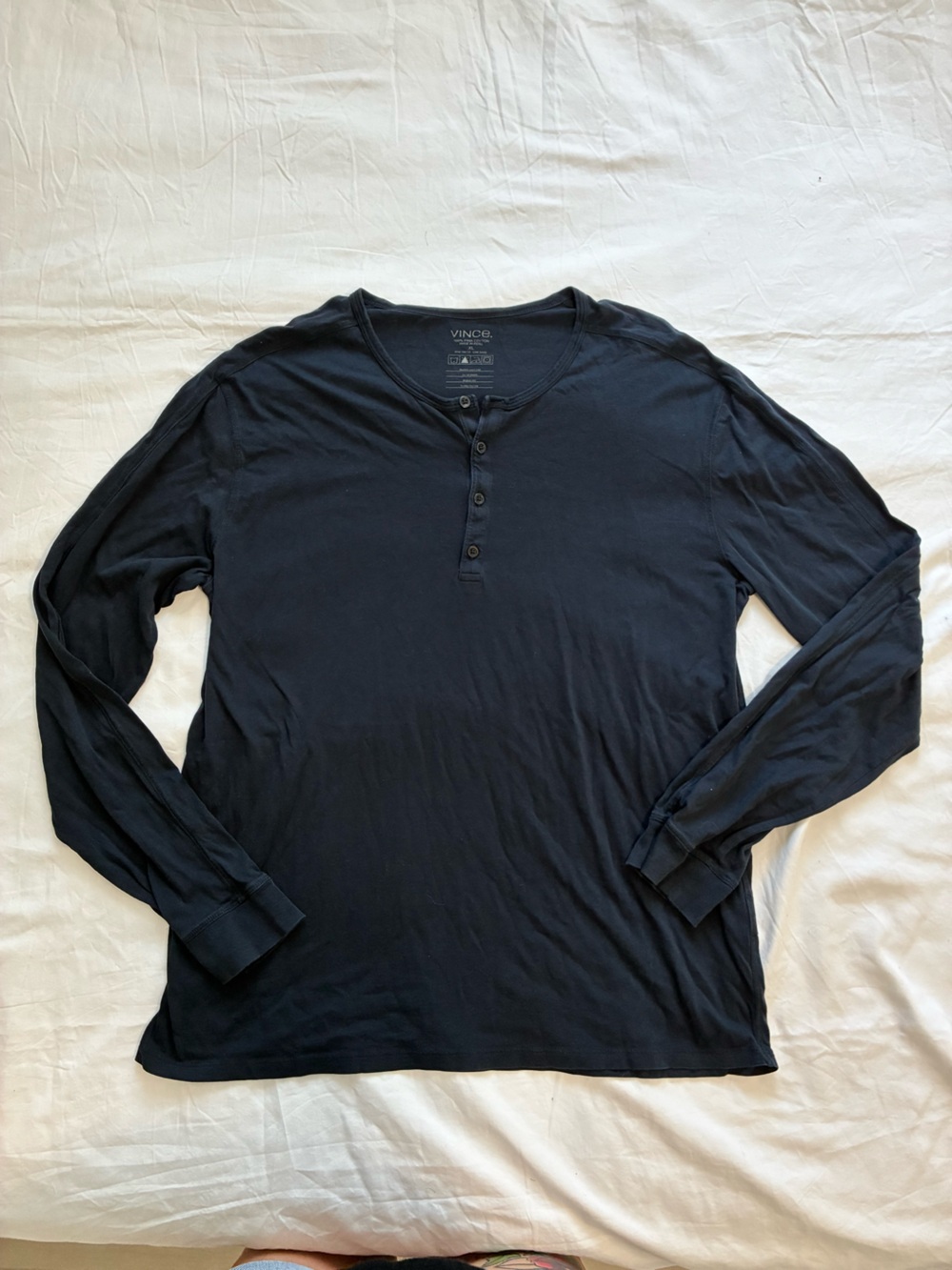 Vince Women's Navy Long-Sleeve Pima Cotton Henley Top
